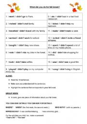 English Worksheet: Fall break