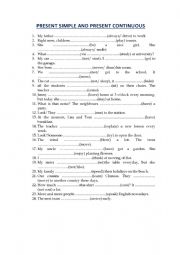 English Worksheet: PRESENT SIMPLE AND PRESENT CONTINUOUS 