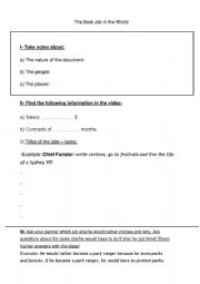 English Worksheet: Best Job in the World  Australia