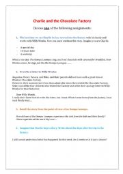 English Worksheet: Charlie and the chocolate factory -  written task