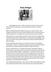 English Worksheet: Learn about Ruby Bridges