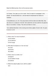 English Worksheet: Reading Comprehension
