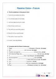 English Worksheet: Passive Voice - Future Simple, Future Continuous, Future Perfect