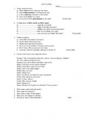 English Worksheet: English test