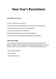 English Worksheet: New Year�s Resolutions