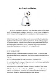 English Worksheet: An Emotional Robot
