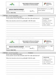 English Worksheet: writing healthy habits