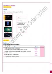 English Worksheet: astronomy and the solar system