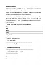English Worksheet: Test for 7th form