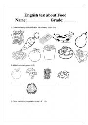 ENGLISG TEST ABOUT FOOD