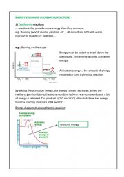 English Worksheet: Exothermic and endothermic reactions