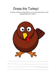 English Worksheet: Dress the Turkey