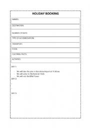English Worksheet: Holiday Booking