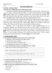 English Worksheet: hip hop fashion