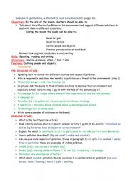 English Worksheet: lesson plan pollution a threat to our environment