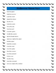 English Worksheet: Halloween SIMON SAYS