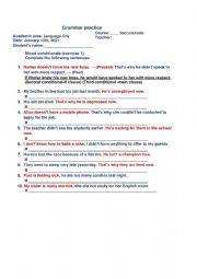 English worksheet: MIXED CONDITIONALS