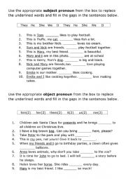 English Worksheet: Subject - Object Pronouns