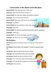 English Worksheet: Airplane Conversation