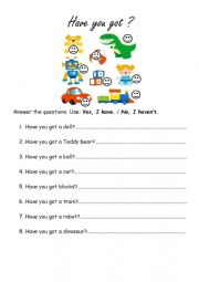 English Worksheet: Have you got?