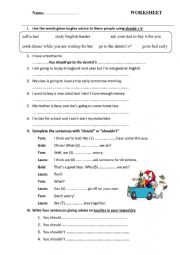 English Worksheet: Should or Shouldn�t 1