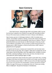 English Worksheet: Sean Connery