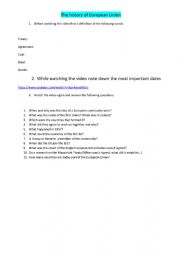 English Worksheet: The European Union video and questions