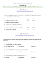 English Worksheet: The Media - Listening Test