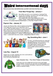 English worksheet: Weird international days