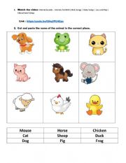 English Worksheet: animal sounds 
