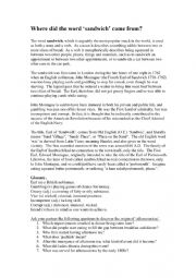 English Worksheet: 3rd conditional and the history of afternoon and the sandwich