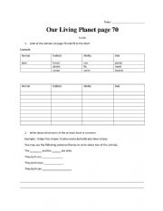 English Worksheet: Animals and Habitats - Inside volume 2 page 70 