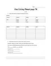 English Worksheet: Animals and Habitats - Inside volume 2 page 70 