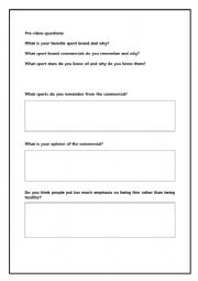 English Worksheet: Nike 2012 commercial