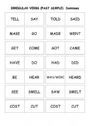English Worksheet: IRREGULAR VERBS PAST SIMPLE DOMINOES PART 1