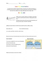 English worksheet: Mnemonics 