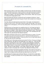 English Worksheet: The secret of a successful life - short story