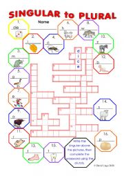 Singular to Plural Crossword with Key