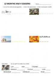 English Worksheet: Months and Seasons