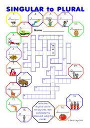 Singular to Plural Crossword with Key