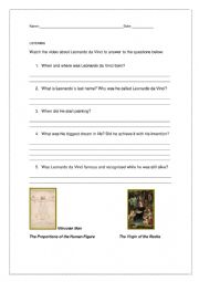 English Worksheet: Leonardo da Vinci 