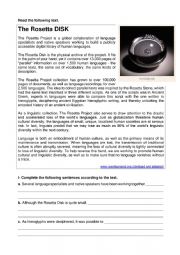 English Worksheet: The Rosetta Disk- Languages - accessing a library