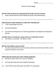 English Worksheet: Commas