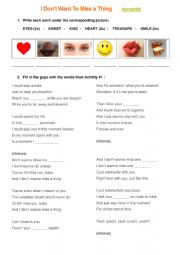 English Worksheet: I DON�T WANT TO MISS A THING
