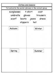 English Worksheet: Clothes and Seasons