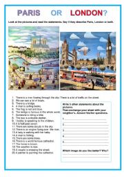 English Worksheet: Picture description - Paris or London?