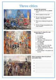 English Worksheet: Picture description - Three cities