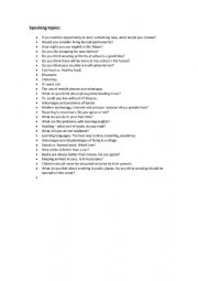 English Worksheet: Speaking tasks