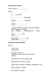 English Worksheet: Describe a person