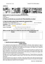 English Worksheet: lesson 10 : child labour